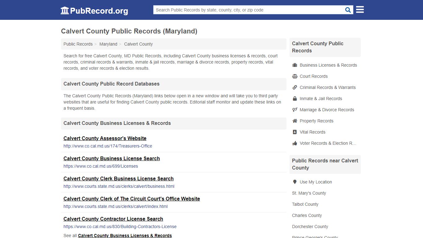 Calvert County Public Records (Maryland) - PubRecord.org